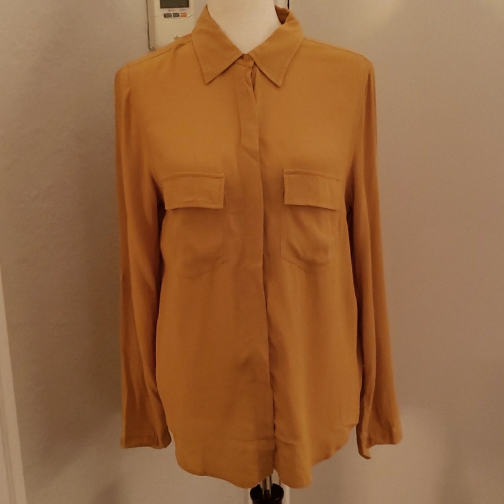 Anthropologie Porridge Shirt Mustard Yellow